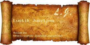 Lustik Jusztina névjegykártya